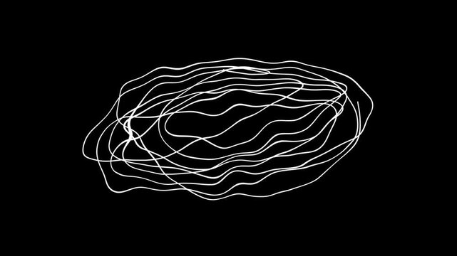 hand-drawn doodle of tangled scribble lines on transparent background, representing confusion, complexity, chaos 4K Footage