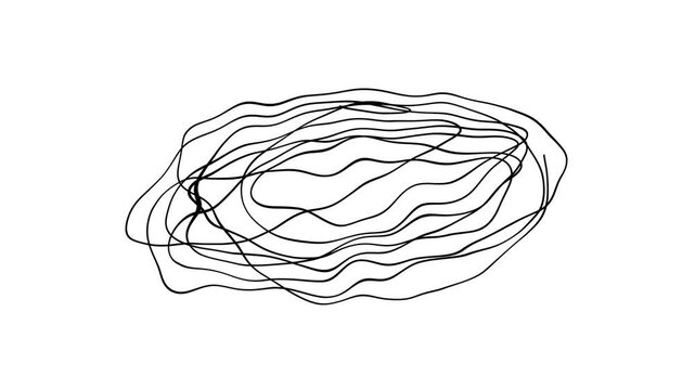 hand-drawn doodle of tangled scribble lines on transparent background, representing confusion, complexity, chaos 4K Footage