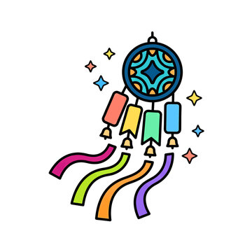 Colorful Tanabata festival decoration icon. Japanese summer festival paper ornament vector.