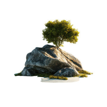 rock with tree on cutout isolated illustration on transparent background cutout isolated cutout isolated illustraion on transparent bacground