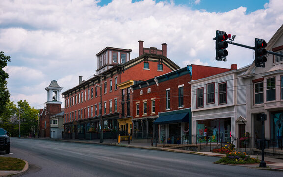 Vergennes historic downtown in Addison County, Vermont, United States