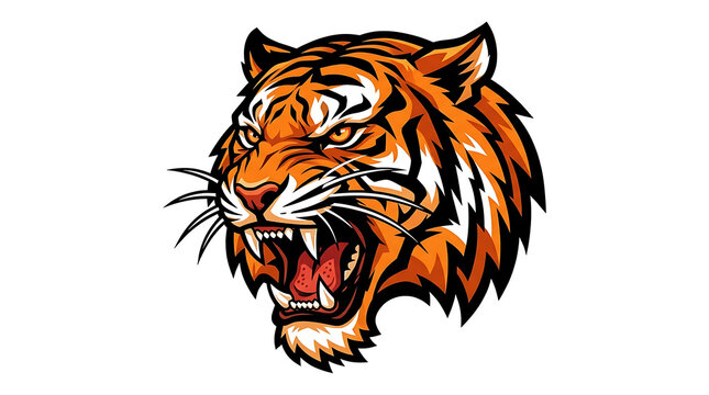 Orange tiger head with mouth open