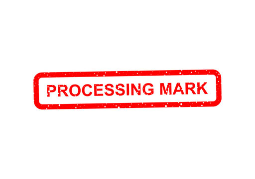 Red processing stamp with distressed edges illustration