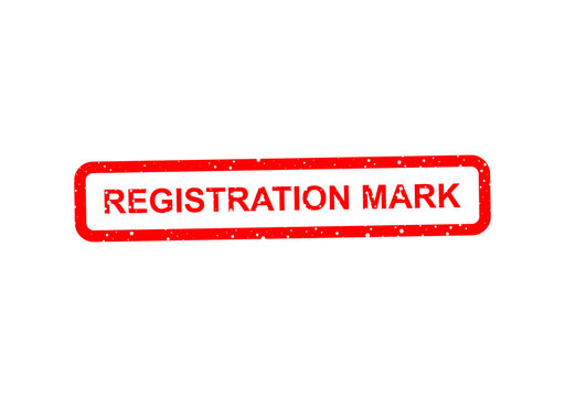 Red registration mark stamp with bold text illustration