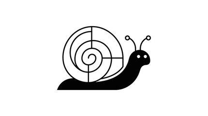 Black Snail Icon With Spiral Shell. © Mr