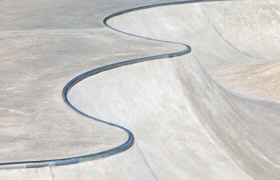 Skatepark bowl metal rail

