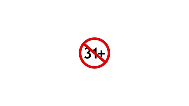 31+ not allowed icon animation on white background. 31 Plus 4k Video footage.
