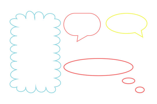 Colorful speech bubbles and cloud shape on transparent background
