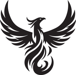 Fototapeta premium Mythical Phoenix Bird rising with fiery wings in a bold graphic style