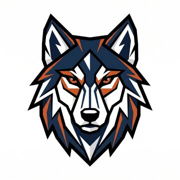 Stylized wolf head mascot logo with bold geometric blue lines