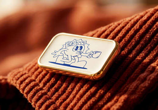 Rectangular Enamel Pin Badge Mockup