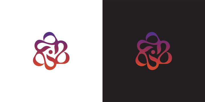 Vibrant colorful abstract logo design on white and black backgrounds