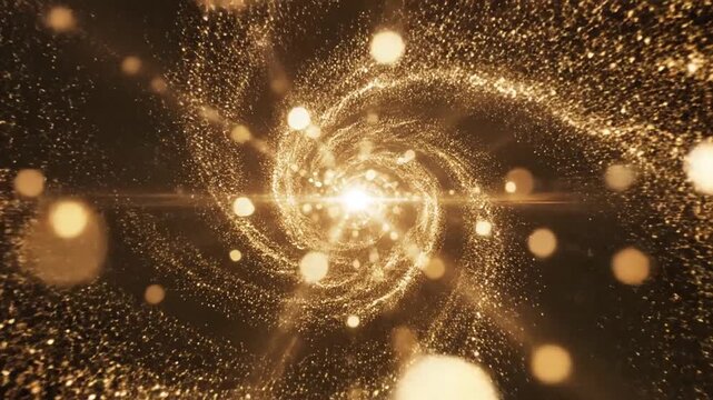 Golden Sparkles Swirling in a Spiral Motion Creating a Luxurious and Dynamic Visual Effect