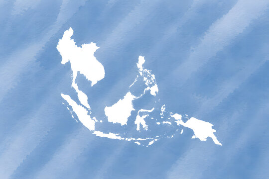 ASEAN Map with Member States on Blue Background