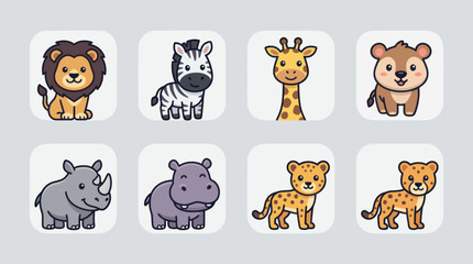 Cute cartoon safari animals collection © Haji