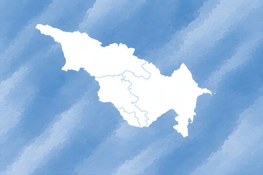 Caucasus Region Political Map with Country Borders on Blue Background