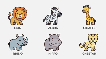 Cute cartoon safari animals collection © Haji