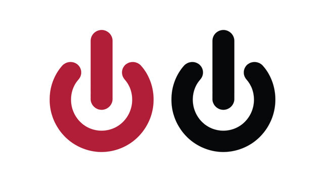 Power vector button icon 3D red start symbol design