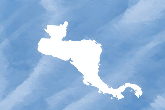 Central America Map Silhouette on Blue Background