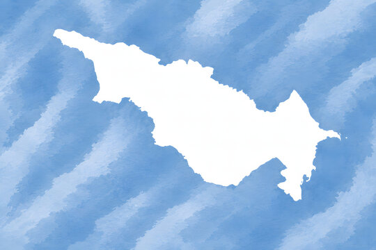Caucasus Region Map Silhouette on Blue Background