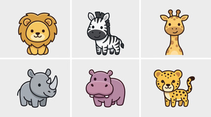 Cute cartoon safari animals collection © Haji
