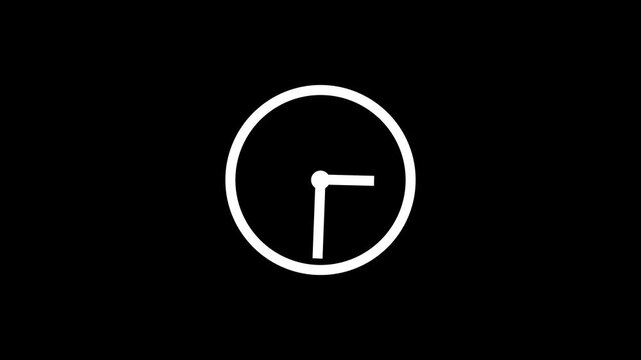 Wall clock animation. Accelerated time. 4k video with alpha channel clock icon back ground black , white ,green.