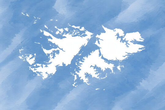 Falkland Islands Map Silhouette on Blue Background