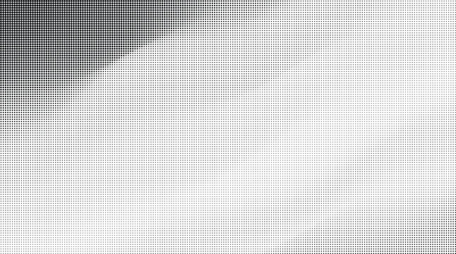 Dynamic abstract background with halftone dot gradient transition across square grid mesh for contemporary graphic layout.