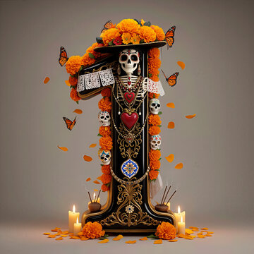  numero 1, flores, cempasuchil, dia de muertos, altar de muertos, calaveritas, mexico, agua, catrinas, mariposa, marco, flor, arcen, vector, floral, decoraciones, hojas, designio, navida, corona, ilus