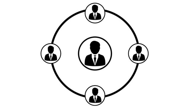Business network connection animation. Corporate team structure and hierarchy diagram.