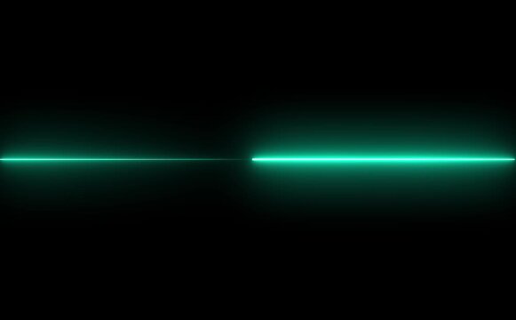 glowing blue neon Straight neon lazer animation of horizontal line on alpha background, straight neon lazer line, seamless loop.