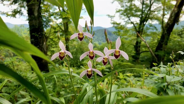 Incredible 4K macro video showcasing the rare and exotic wild orchid species blooming in the deep wilderness highlighting its unique structural form exquisite color gradients and delicate spring