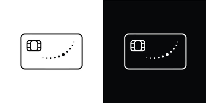 Credit Card and Secure EMV Chip Payment Vector Line Icon