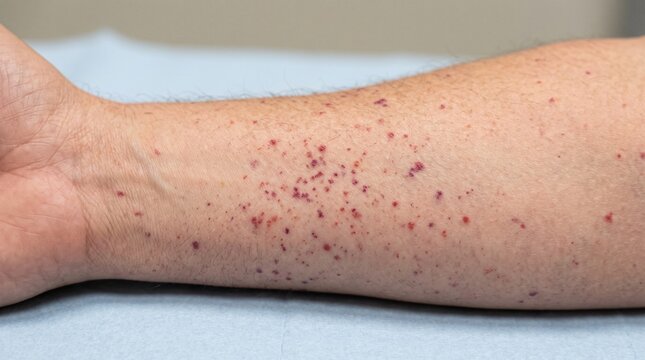 Medical Image of Petechiae on Adult Forearm Skin