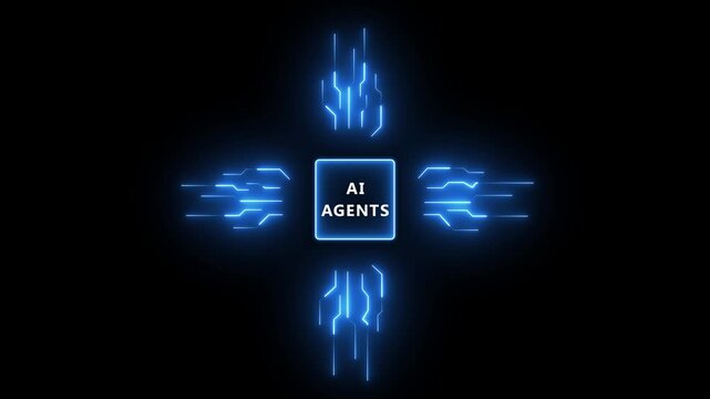 Multi agent AI systems concept on transparent background. AI driven solutions streamline workflow, Decision, Automate daily Tasks. Motion graphics of multiple AI concept.