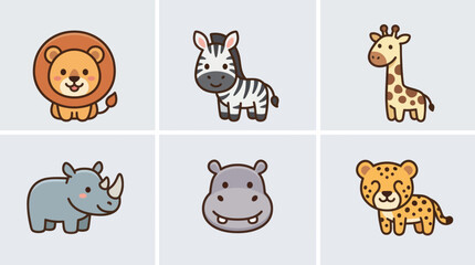 Cute cartoon safari animals collection © Hansol