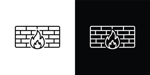 Cybersecurity Firewall Protection and Network Defense Vector Line Icon © Ahtisham_Graphics