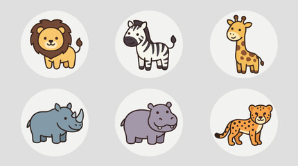 Cute cartoon safari animals collection © Hansol