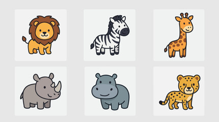 Cute cartoon safari animals collection © Hansol