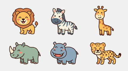 Cute cartoon safari animals collection © Hansol
