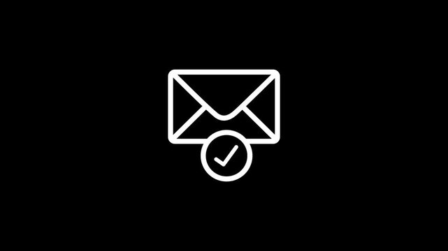Email box with check mark on a transparent background. motion graphic of mail box concept. 4k animation motion video