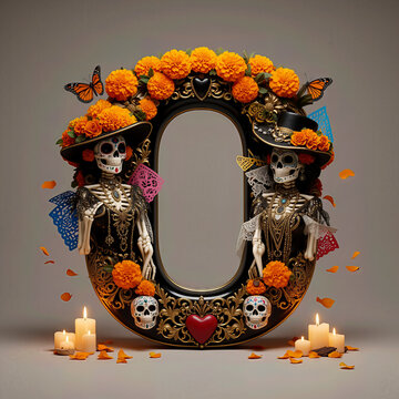  letra O, flores, cempasuchil, dia de muertos, altar de muertos, calaveritas, mexico, agua, catrinas, mariposa, marco, flor, arcen, vector, floral, decoraciones, hojas, designio, navida, corona, ilust