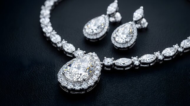 Diamond necklace and earrings set