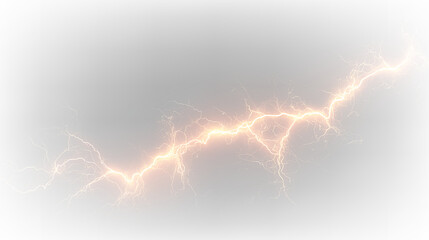 Lightning bolt with bright orange color on transparent background creating a striking visual effect for various designs © Liubov
