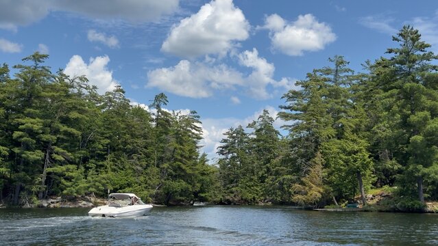 Boating in scenic Muskkoka Ontario Canada