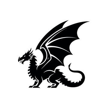 Black silhouette of a dragon creature.