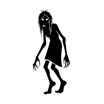 Black silhouette of a female zombie.
