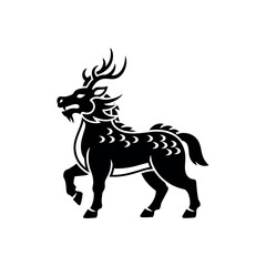 Fototapeta premium Black silhouette of a mythical deer.