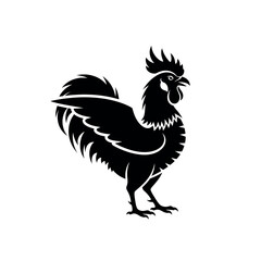 Black Silhouette of a Rooster Bird. © Dira