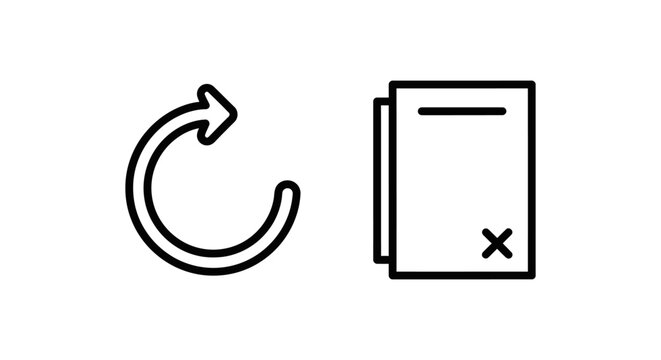 Reset tracker and clear log outline icon set with monochrome database function management interface software